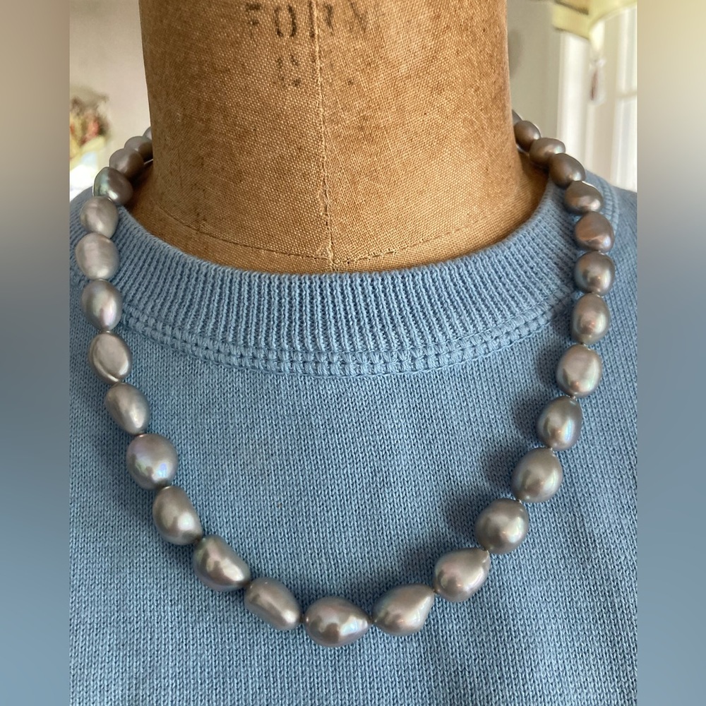 Honora Pearls 20” Baroque Pearl Necklace soft SILVER GRAY Classic!